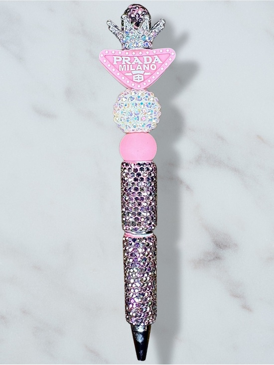 Handmade Other - Fashion Prada Pink & White Tiara Rhinestone Twist Pen